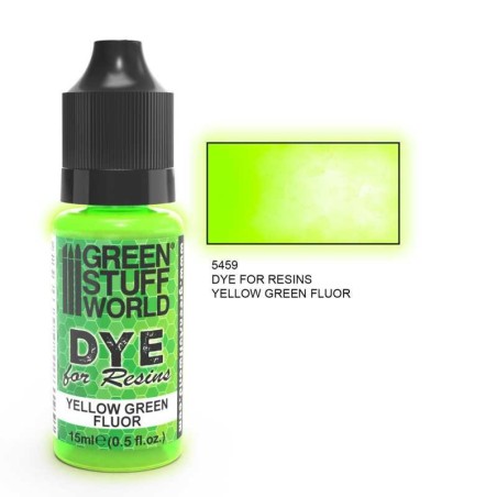 Teinture résine Jaune-Vert Fluor 15 ml | Fluorescent Époxy/UV/PU