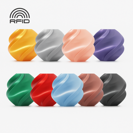 Une partie du catalogue des filament silk + de Bambu Lab disponible chez rainbow3D