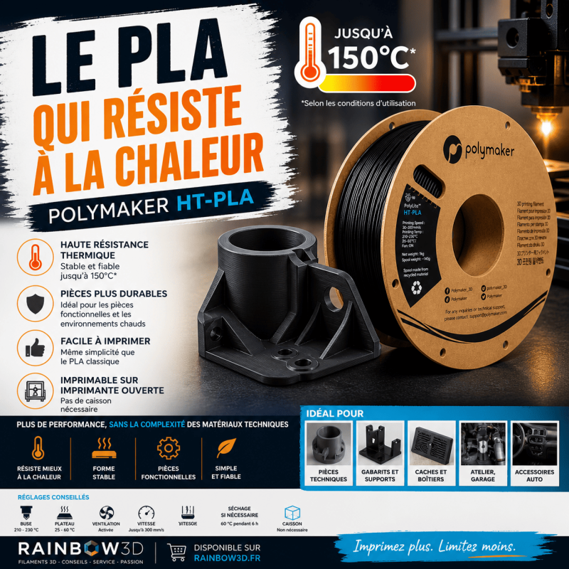 PLA-HT le PLA Haute TEMPERATURE. PLA pour l'exterieur. Polymaker