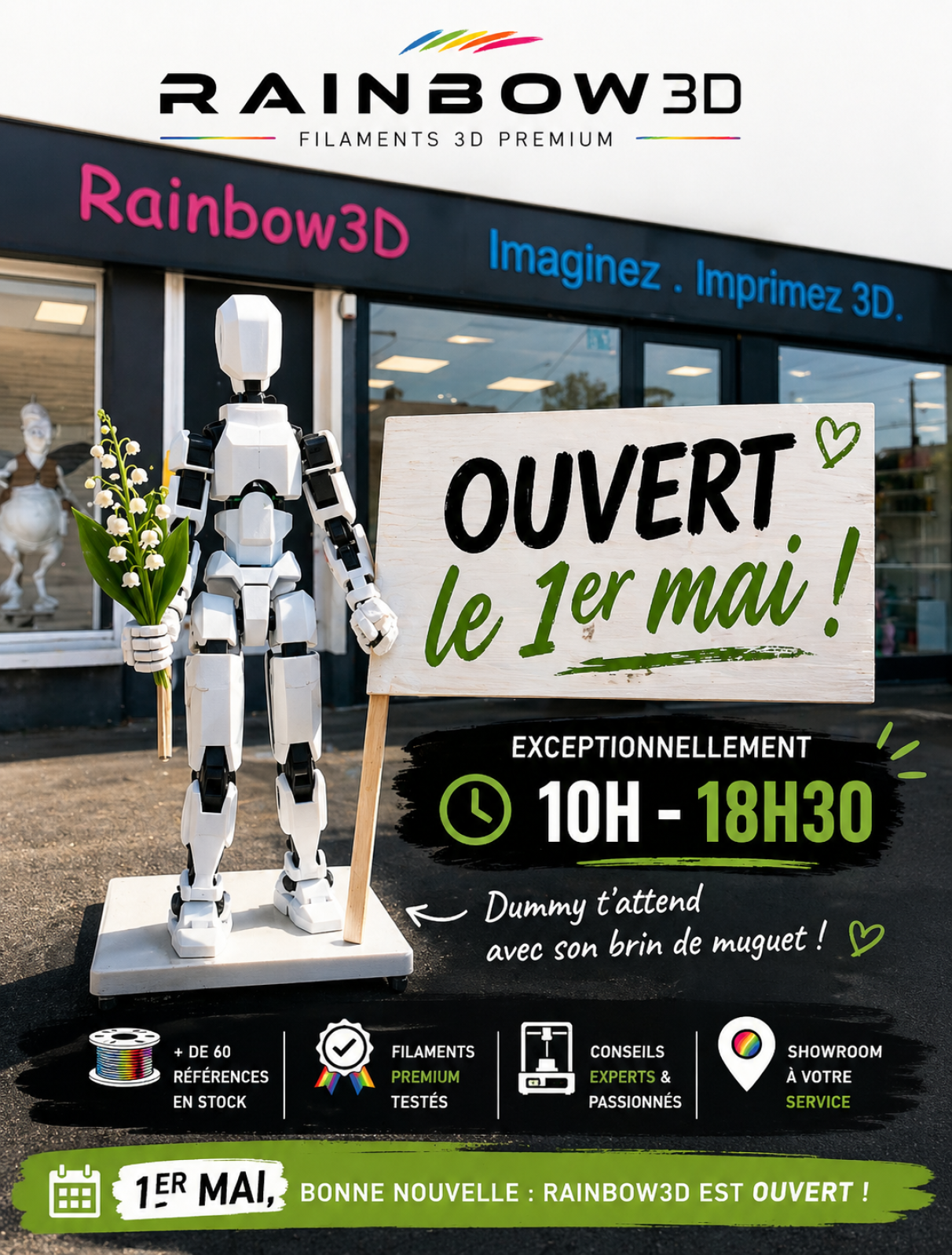 Ouverture le 1er mai : vos bobines de filament 3D sont disponibles chez RAINBOW3D