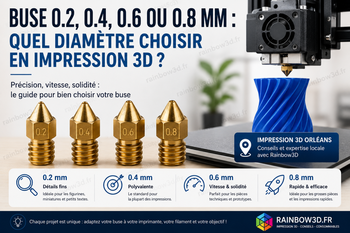 Buse 0.2, 0.4, 0.6 ou 0.8 mm : quel diamètre choisir en impression 3D ?