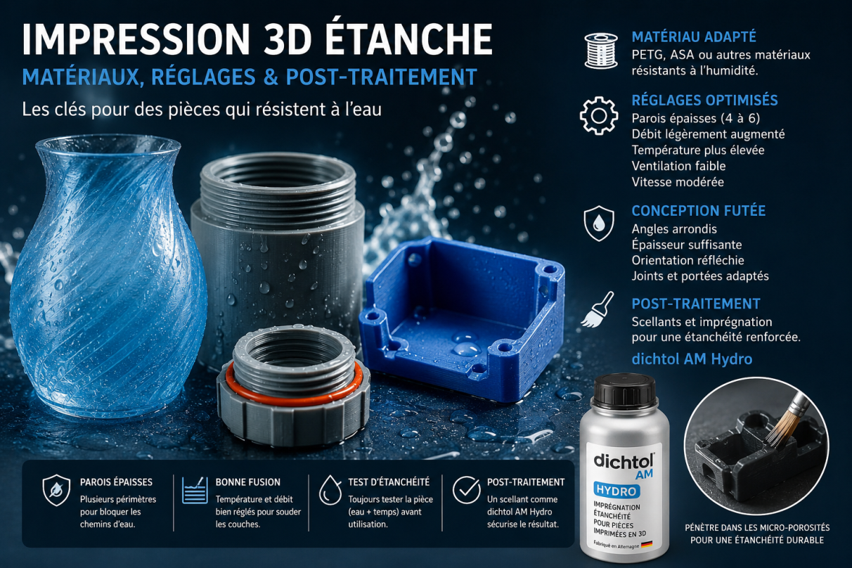 Comment imprimer des pièces étanches en 3D ? Matériaux, réglages et post-traitement