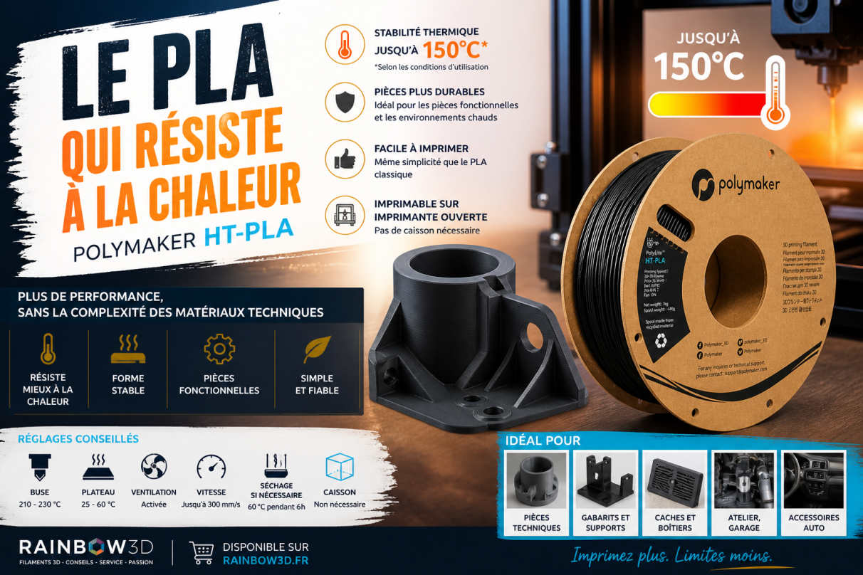 PLA haute température Le PLA qui resiste a la chaleur et facile à imprimer, même sur imprimante 3D ouverte