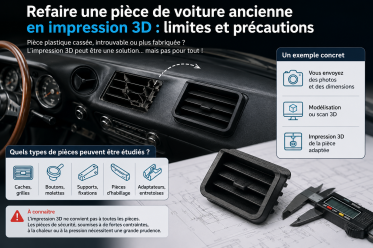 Refaire une pièce de voiture ancienne en impression 3D : limites et précautions
