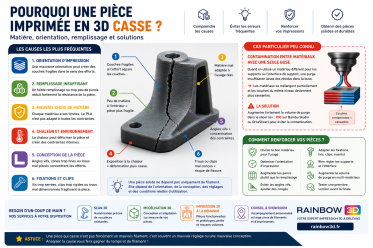 Pourquoi une pièce imprimée en 3D casse ? Matière, orientation, remplissage et solutions